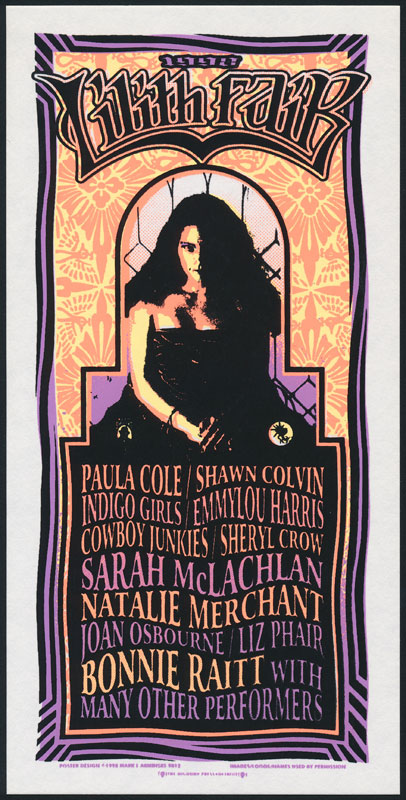 Mark Arminski 1998 Lilith Fair - Sarah McLachlan - Indigo Girls - Sheryl Crow Handbill