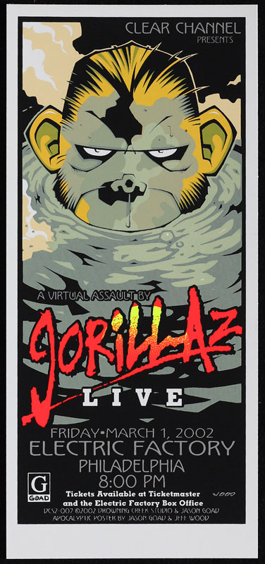 Jeff Wood and Jason Goad - Drowning Creek Gorillaz Handbill