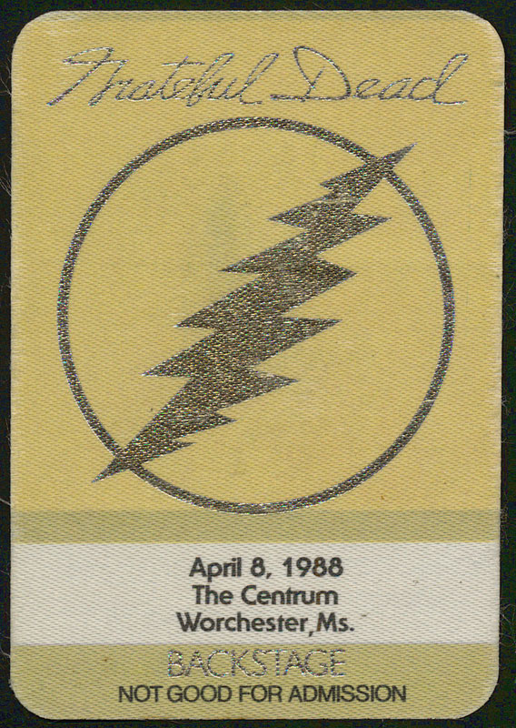 Grateful Dead 4/8/1988 Worcester Massachusetts Backstage Pass