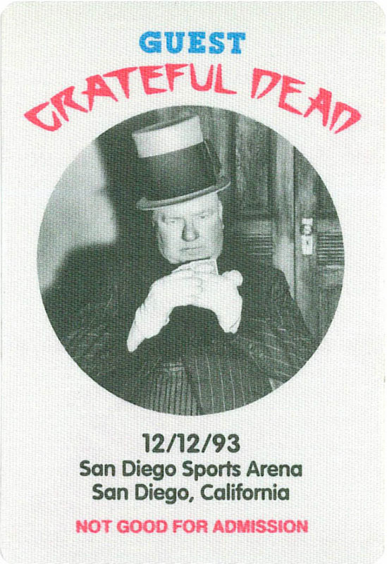 Grateful Dead 12/12/1993 Backstage Pass