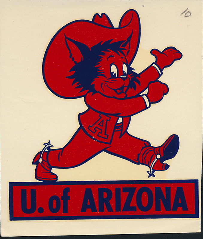 Original University of Arizona RARE 40s Wilbur Wildcats Decal NCAA ...