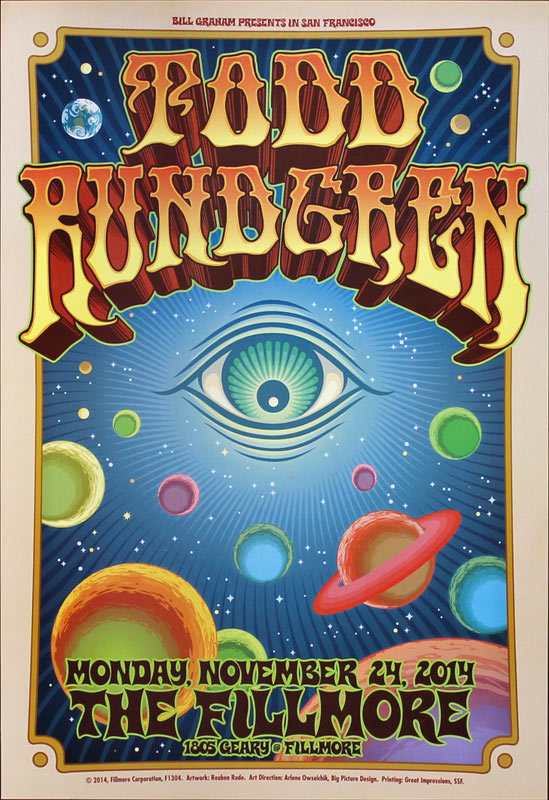 Todd Rundgren 2014 Fillmore F1304 Poster