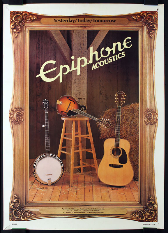 Epiphone Acoustics Guitar Banjo Mandolin Promo Poster