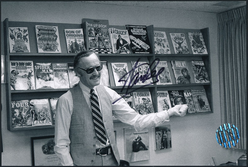 Stan Lee at Marvel Office 1980 Autographed Photo