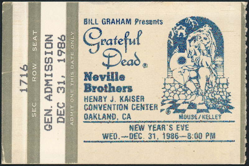 Alton Kelley and Stanley Mouse Grateful Dead and Neville Brothers New Year's Eve Ticket Stub