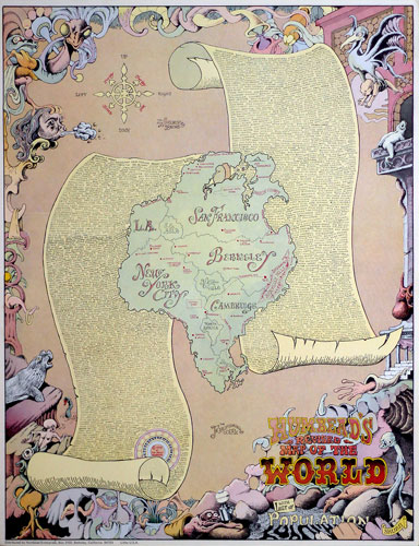 Rick Shubb Humbead's Revised Map of the World 1970 Hippie Counterculture Map Poster