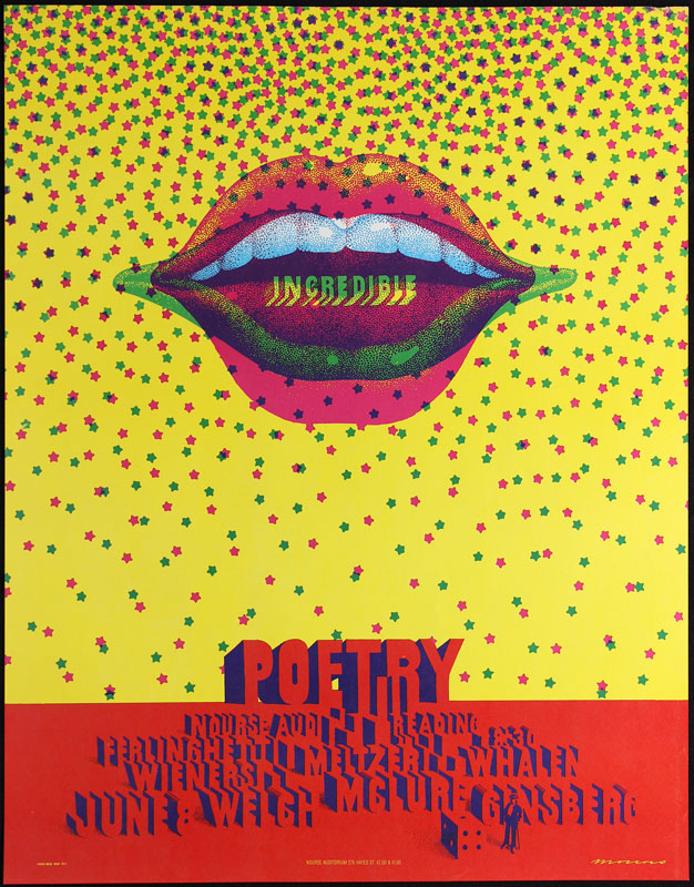 Victor Moscoso NR # 24-1 Poetry Reading Neon Rose NR24 (B-5) Poster