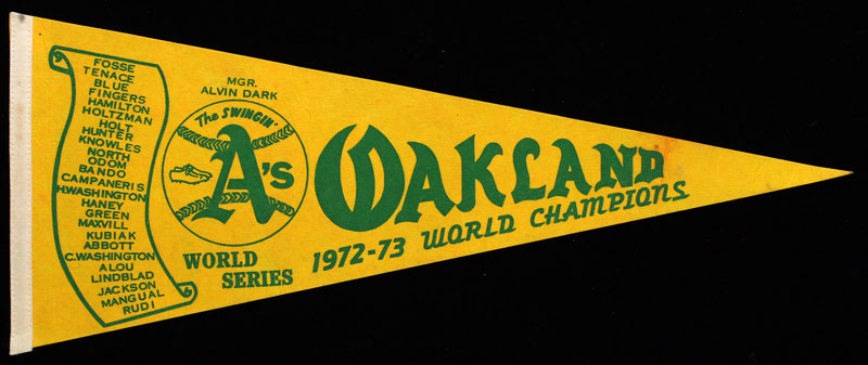 Oakland A's 1972-73 World Series Champions Pennant