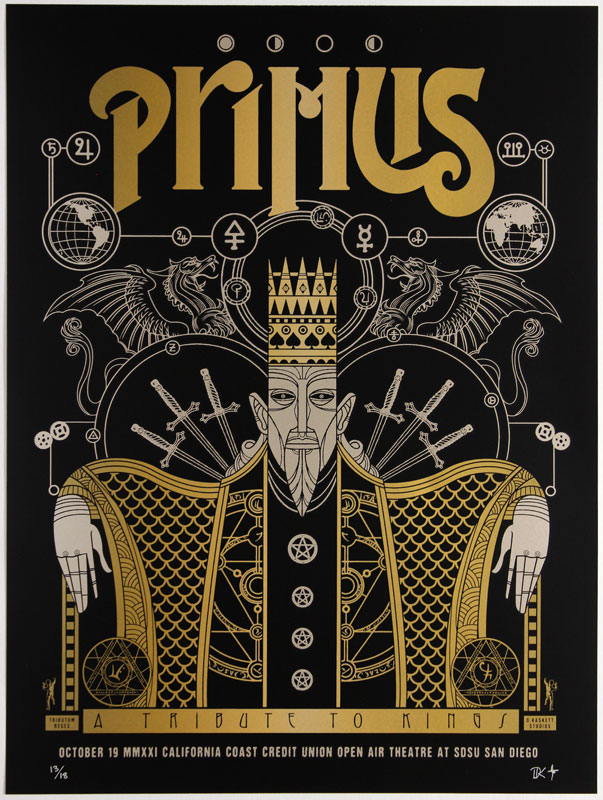 D.Kaskett Studios Primus Plays Rush - A Tribute To Kings - Brushed Gold Foil Variant Poster