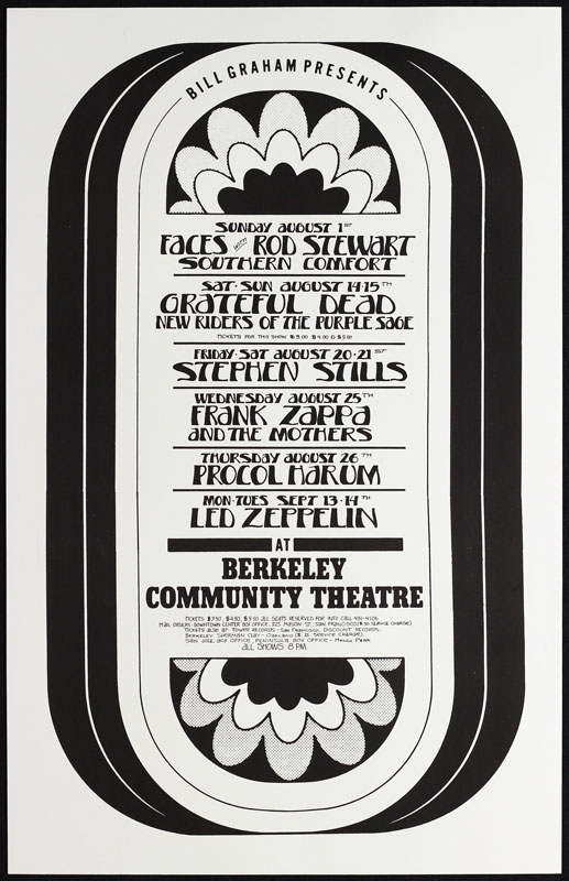 Randy Tuten Bill Graham Presents Faces with Rod Stewart Grateful Dead Led Zeppelin Poster