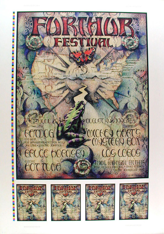 Michael Everett Furthur Festival Map And Butterfly Uncut Proof Sheet