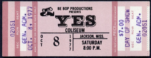 Yes 1977 ticket