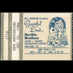 Alton Kelley and Stanley Mouse Grateful Dead and Neville Brothers New Year's Eve Ticket Stub